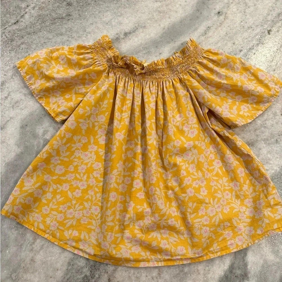 There Abouts Girls Yellow Floral Smocked Neckline Size 10/12 - Picture 4 of 8